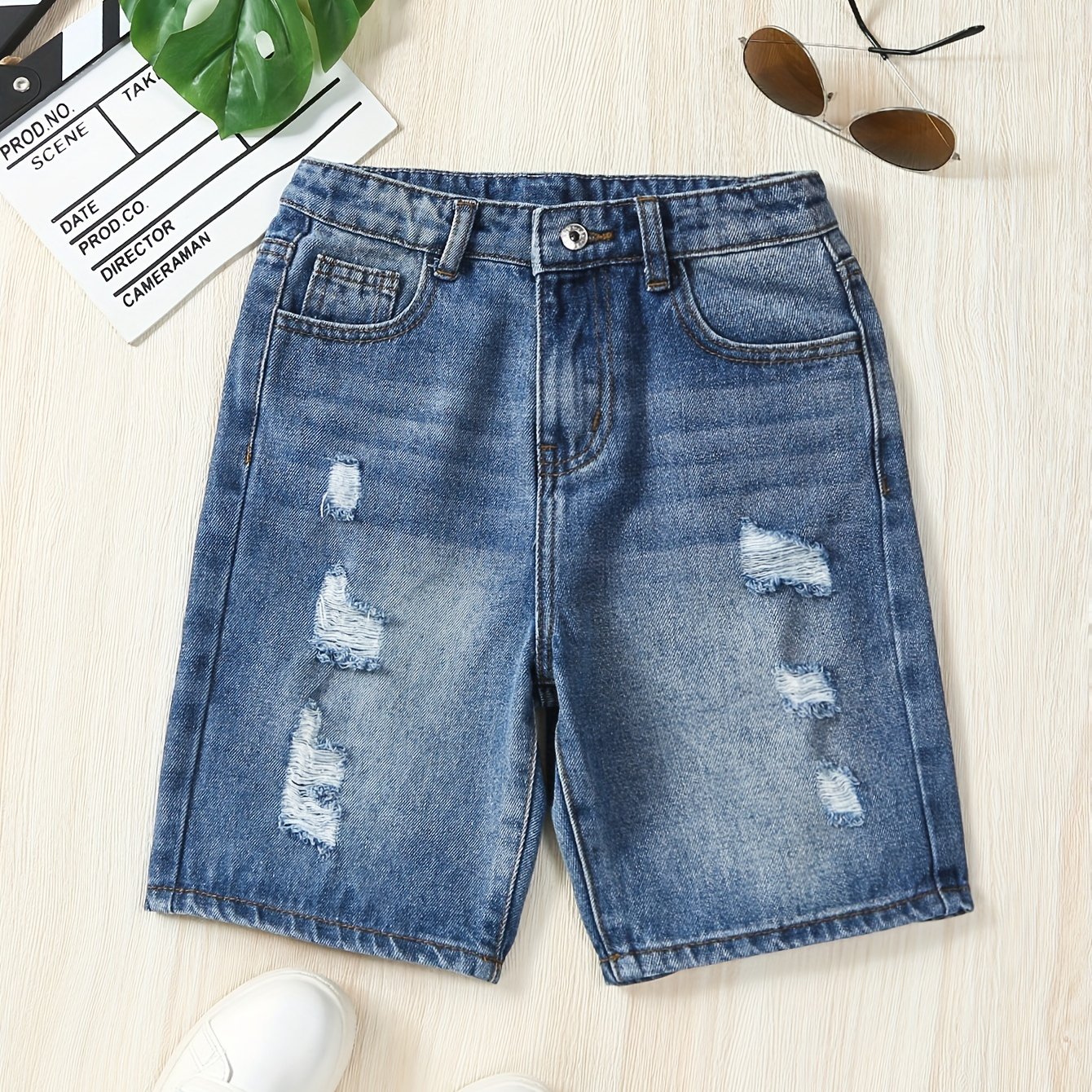 Boys Ripped Denim Shorts - Summer Outdoor Comfort
