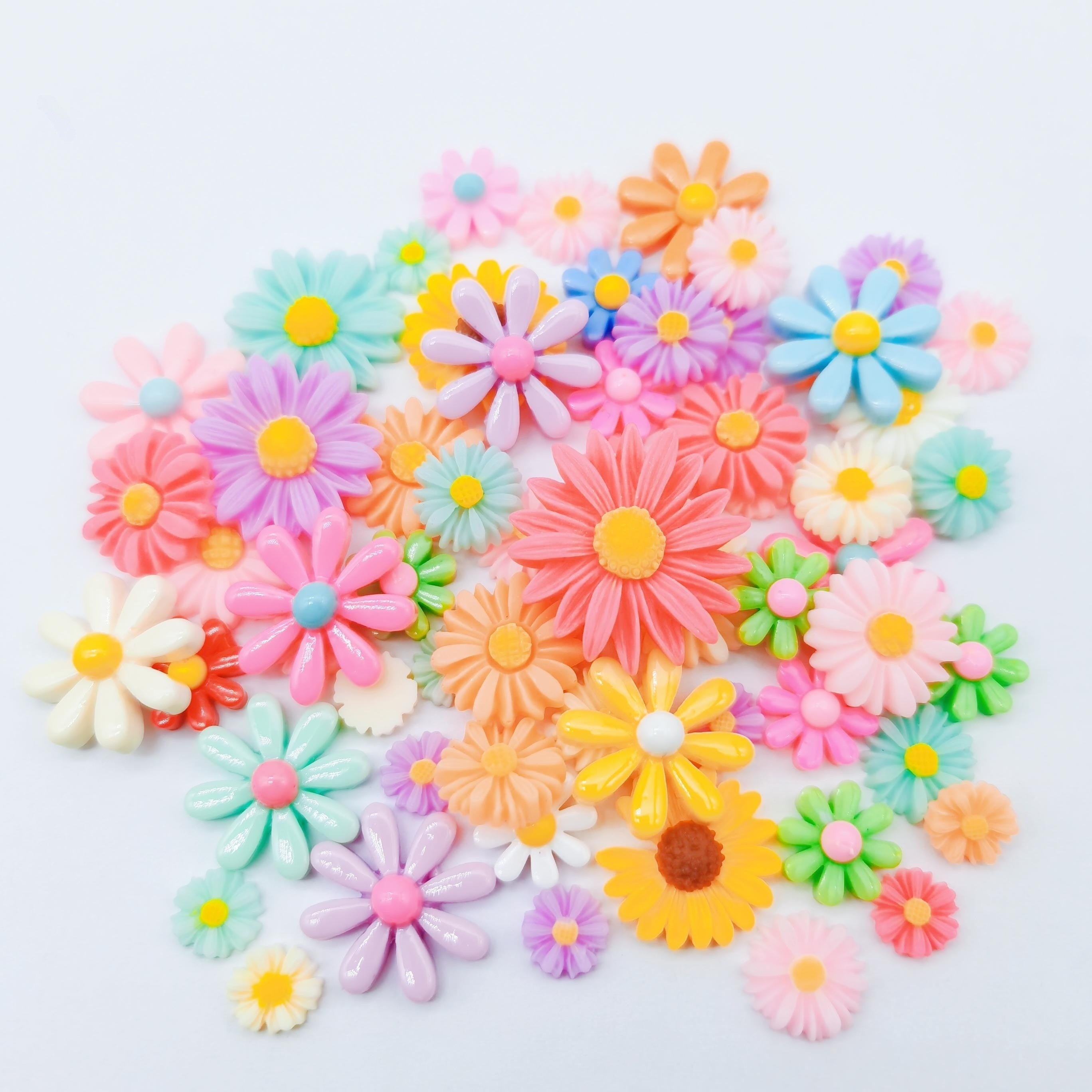 50pcs Flower Resin Daisy Sunflowers Cabochons DIY Scrapbooking