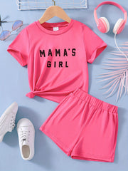 2pcs Toddler Girls MAMA'S GIRL T Shirts & Shorts Set