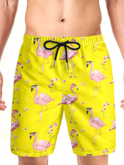 Flamingo Drawstring Swim Trunk Men's Board Shorts