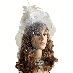 Vintage Feather Fascinator Headpiece for Weddings Tea Parties - Pink