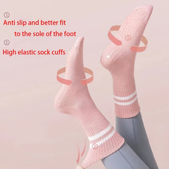 5 Pairs Anti-Skid Yoga Socks Mid-Tube Socks Grips for Pilates Ballet Barre