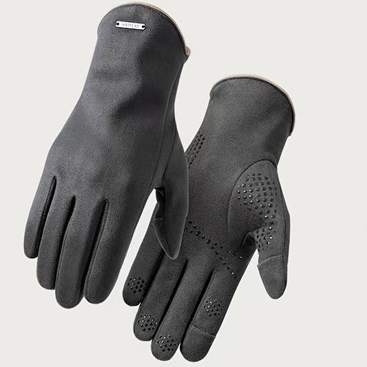 Suede Warm Gloves Men Women Outdoor Cycling Driving Touch Screen Velvet