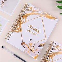 Delicate Monthly Planner Book Flower Hard Surface With Calendar