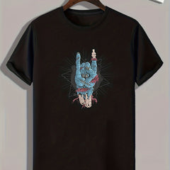 Rock Zombie Hand Pattern T-shirt Short Sleeve Top Casual Tee Men's Clothes