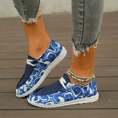 Women's Print Canvas Slip On Flat Sneakers
