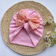 Pink Baby Spring Summer Thin Headband Bowtie Baby Hat for Newborns