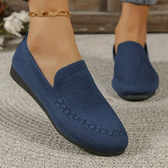Women's Breathable Knit Flat Shoes Lightweight Slip On Shoes