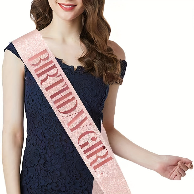 2pcs Bronzing Birthday Shoulder Straps & Crown Set