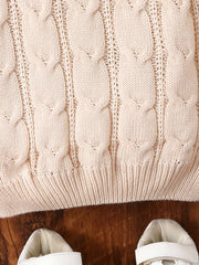Boys Twist Pattern Sweater Round Neck Long Sleeve Warm Knit Pullover Top