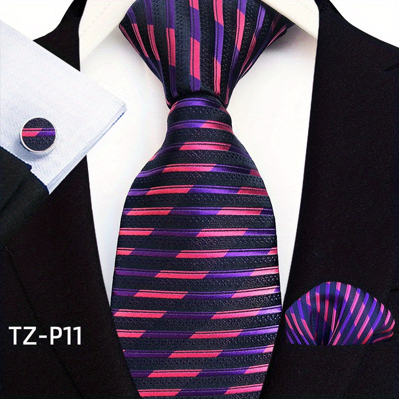 Men's Tie Pocket Square Cufflinks Business Tie Set