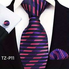 Men's Tie Pocket Square Cufflinks Business Tie Set