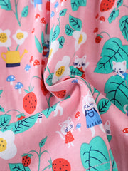 Girls Casual Cartoon Print Cotton Long Sleeve Dress