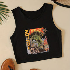 Anime Print Crop Tank Top for Summer