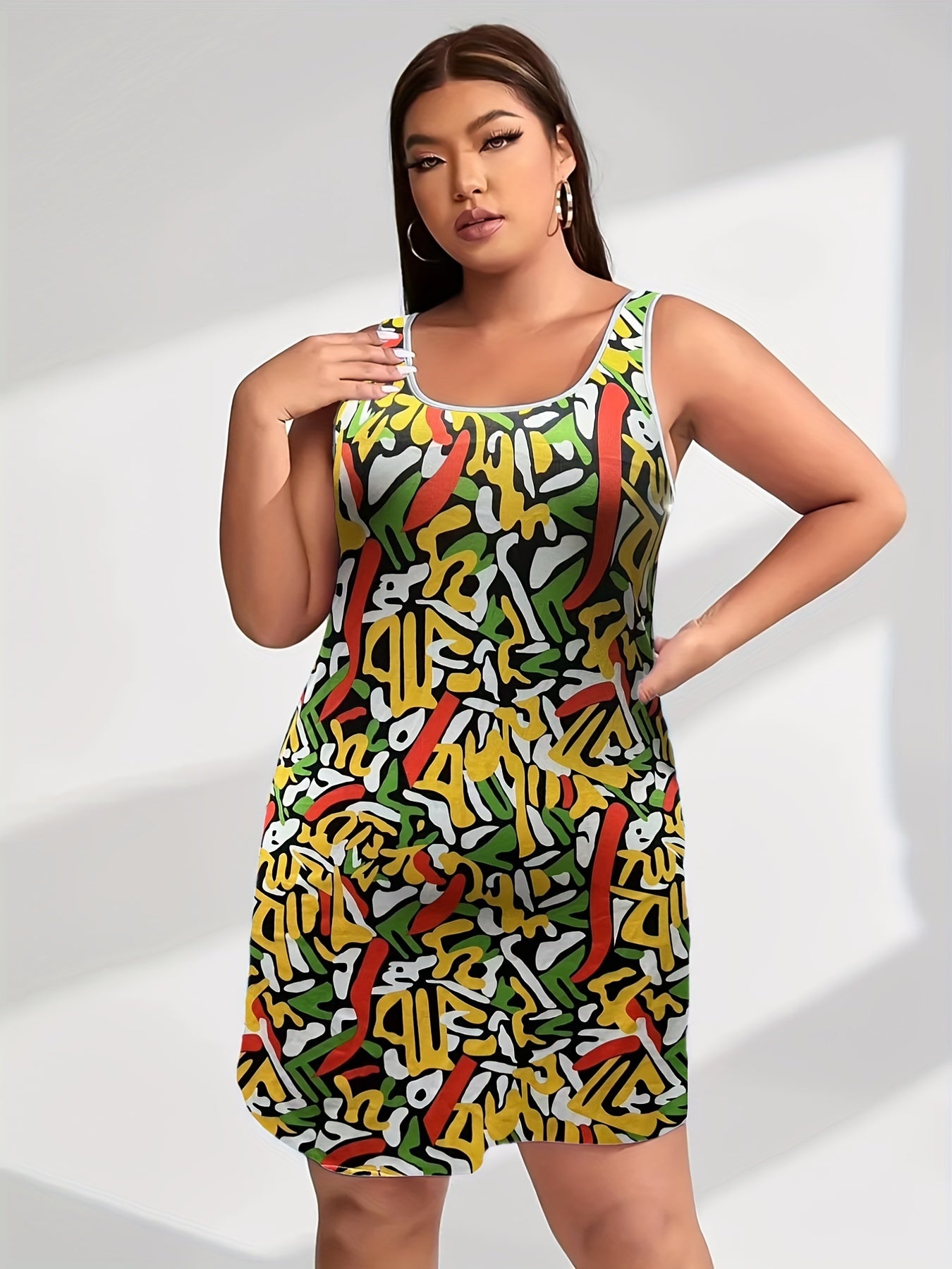 Allover Print Square Neck Stretch Nightdress