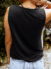 Letter & Stars Print Tank Top Sleeveless Crew Neck Tank