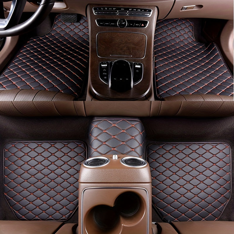 5pc Car Floor Mats Universal Waterproof Full Set Auto Rugs Leather C