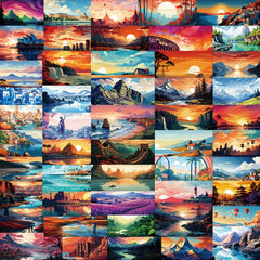 50pcs Sunset Landscape Sticker For DIY Decoration Skateboard Phone Computer