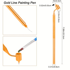 Golden Line Detailing Paintbrush Set 1 Piece Dowel Handle Aluminum Crafted