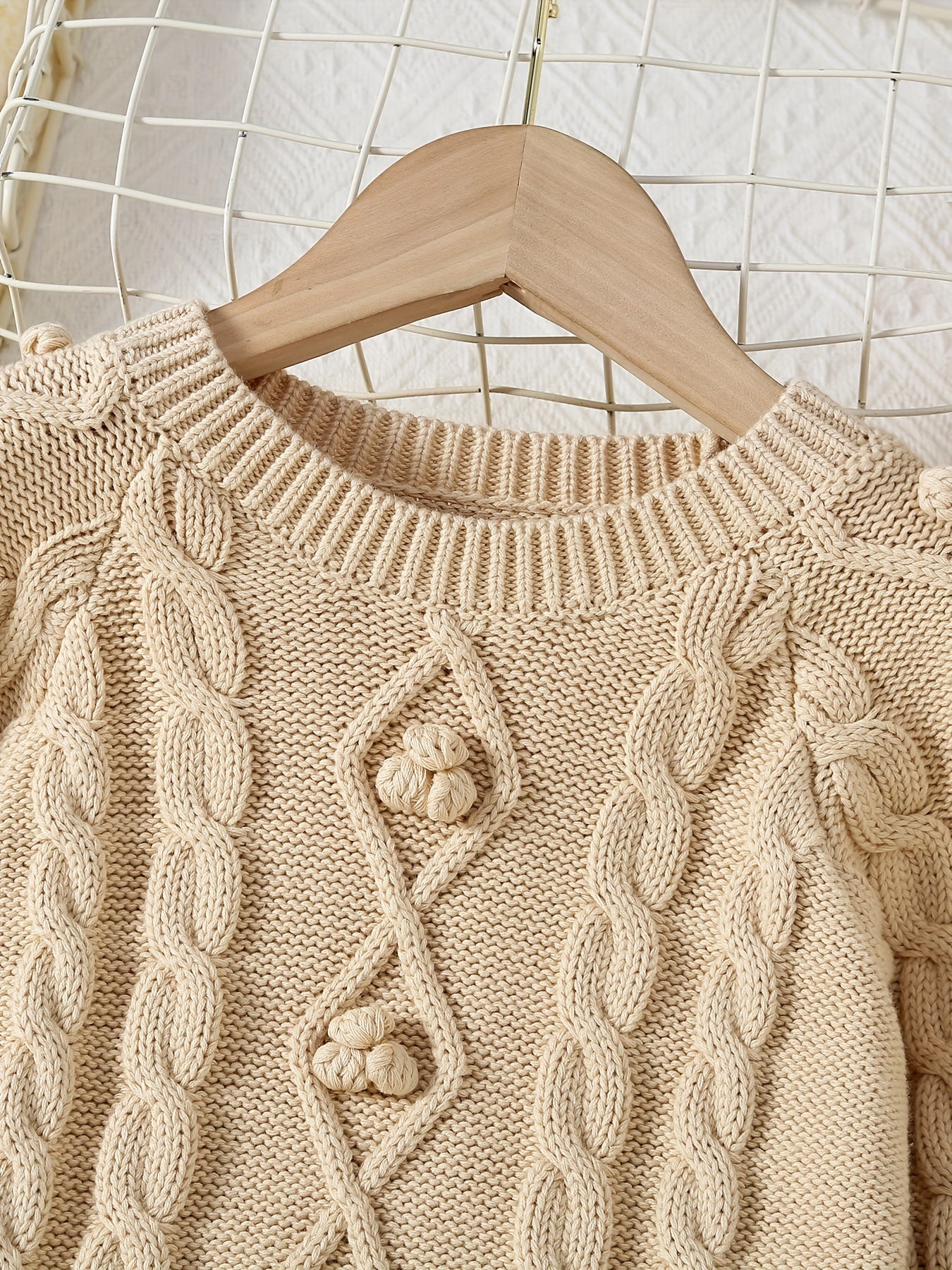 Cute Girls Sweater with Stylish Fur Ball Shape