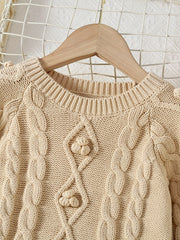Cute Girls Sweater with Stylish Fur Ball Shape