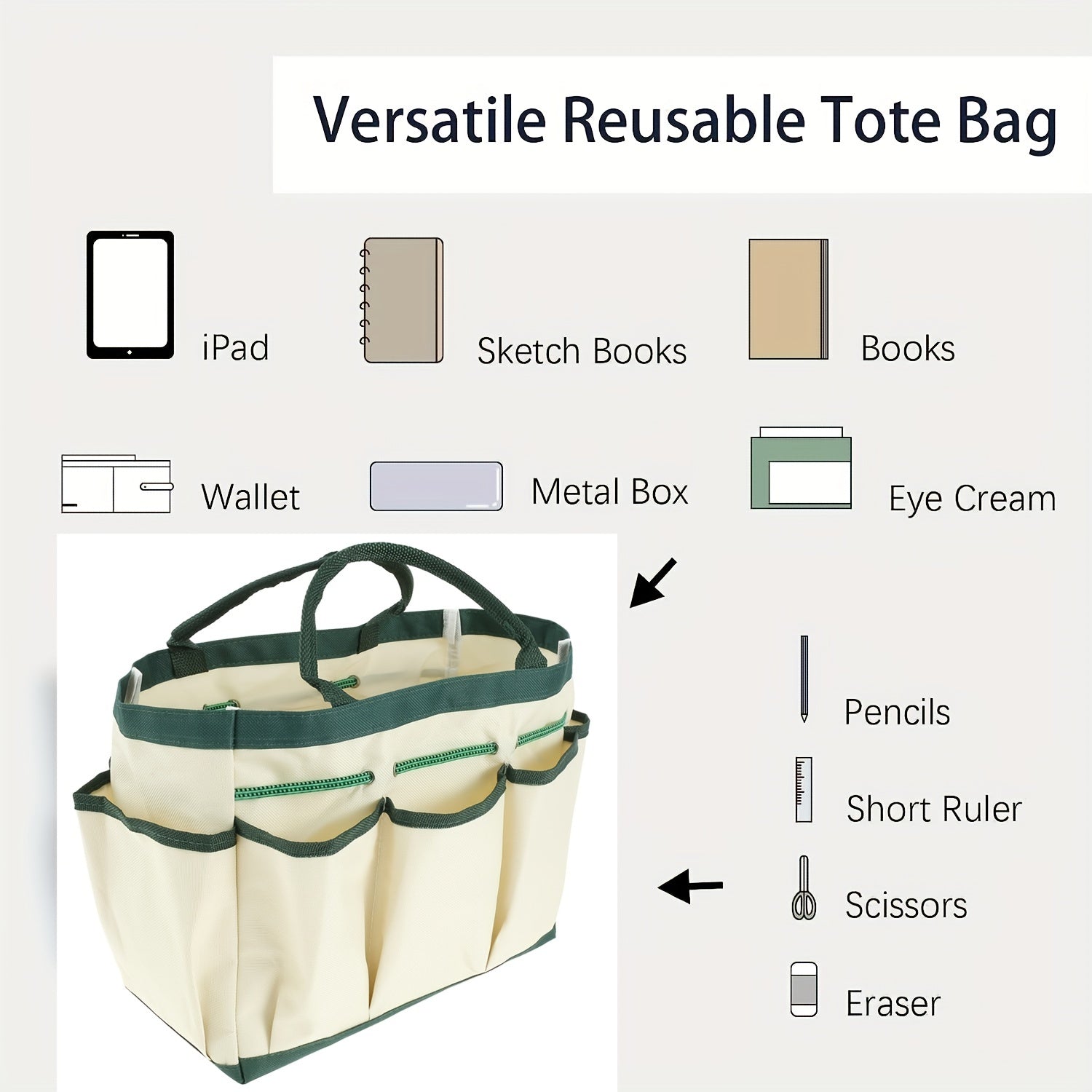 Large Capacity Storage Bag Tote for Teacher Supplies Organization