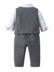 Infant Boys 3pcs Gentleman Suit Shirt Pants Vest With Bow