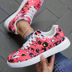 Halloween Graffiti Print Canvas Sneakers