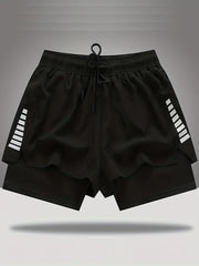 Men's 2-in-1 Drawstring Stretch Sports Shorts for Gym Workout
