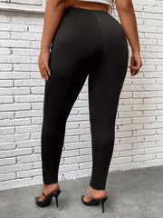 Zipper High Rise Leggings Solid Stretch