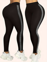 Geometric Print High Waist Tummy Control Leggings