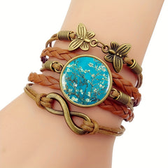 Vintage Butterfly Infinity Symbol Time Gemstone Bracelet