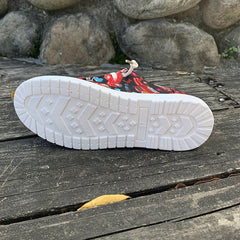 Heart & Trucker Print Canvas Shoes Lace up Flats For Women