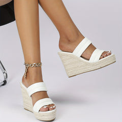 Women's Double Strap Wedge Sandals Espadrille Shoes