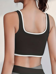 Colorblock Wireless Sports Bra Comfy & Breathable Workout Tank Bra