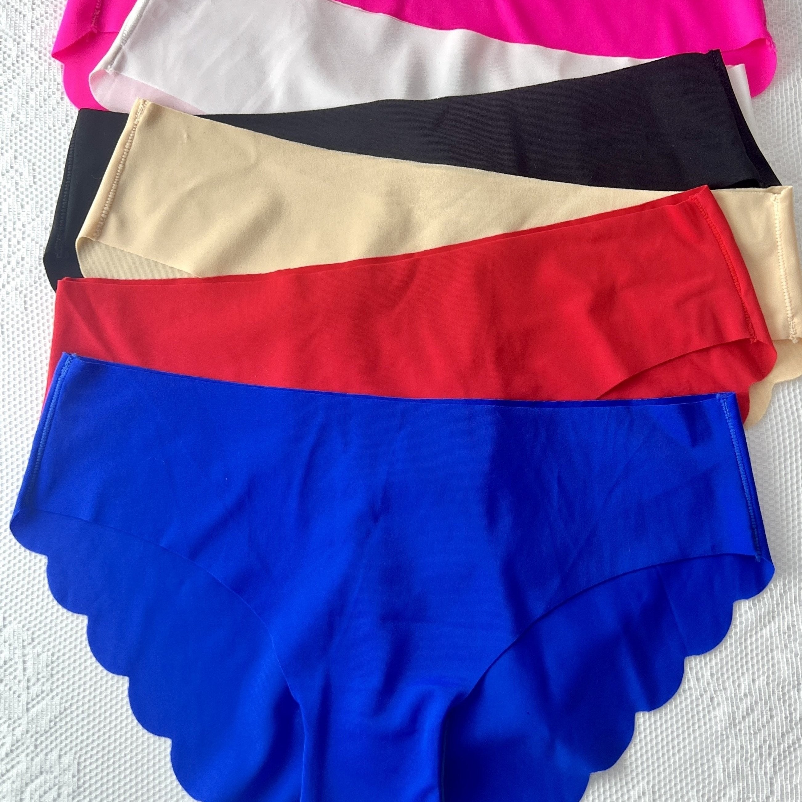 6 Pcs Women's Scallop Trim Bikini Panties Mid Low Waist Lingerie