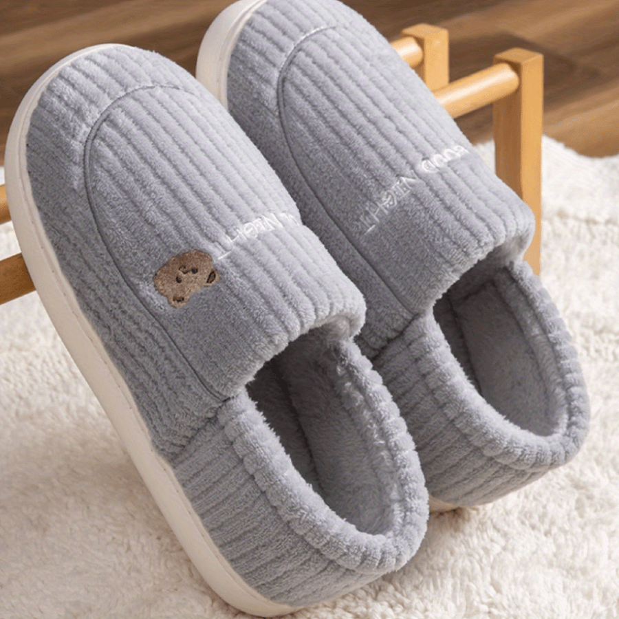Women's Bear Plush Slippers Warm Non Slip Shoes