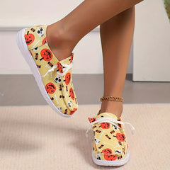 Halloween Pumpkin Print Flat Lightweight Skate Shoes