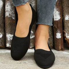 Women's Soft Sole Knit Flat Shoes Slip On Casual Breathable Flats