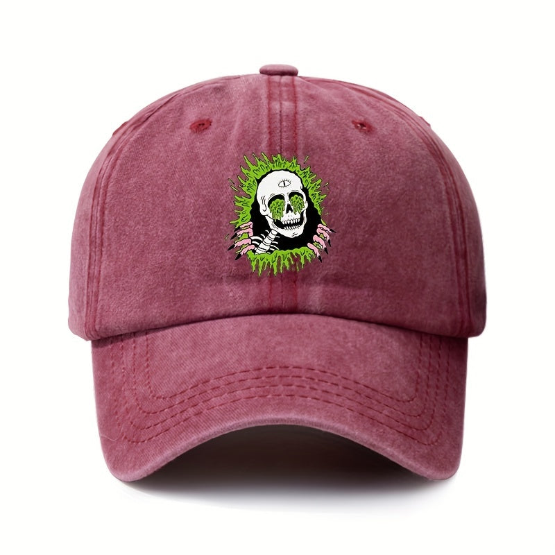 Skull Print Vintage Baseball Cap Adjustable Trucker Cap