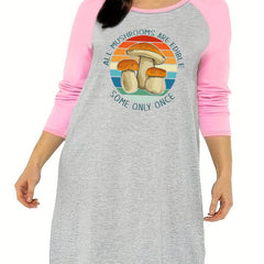 Mushroom & Sunset Print Raglan Sleeve Nightdress