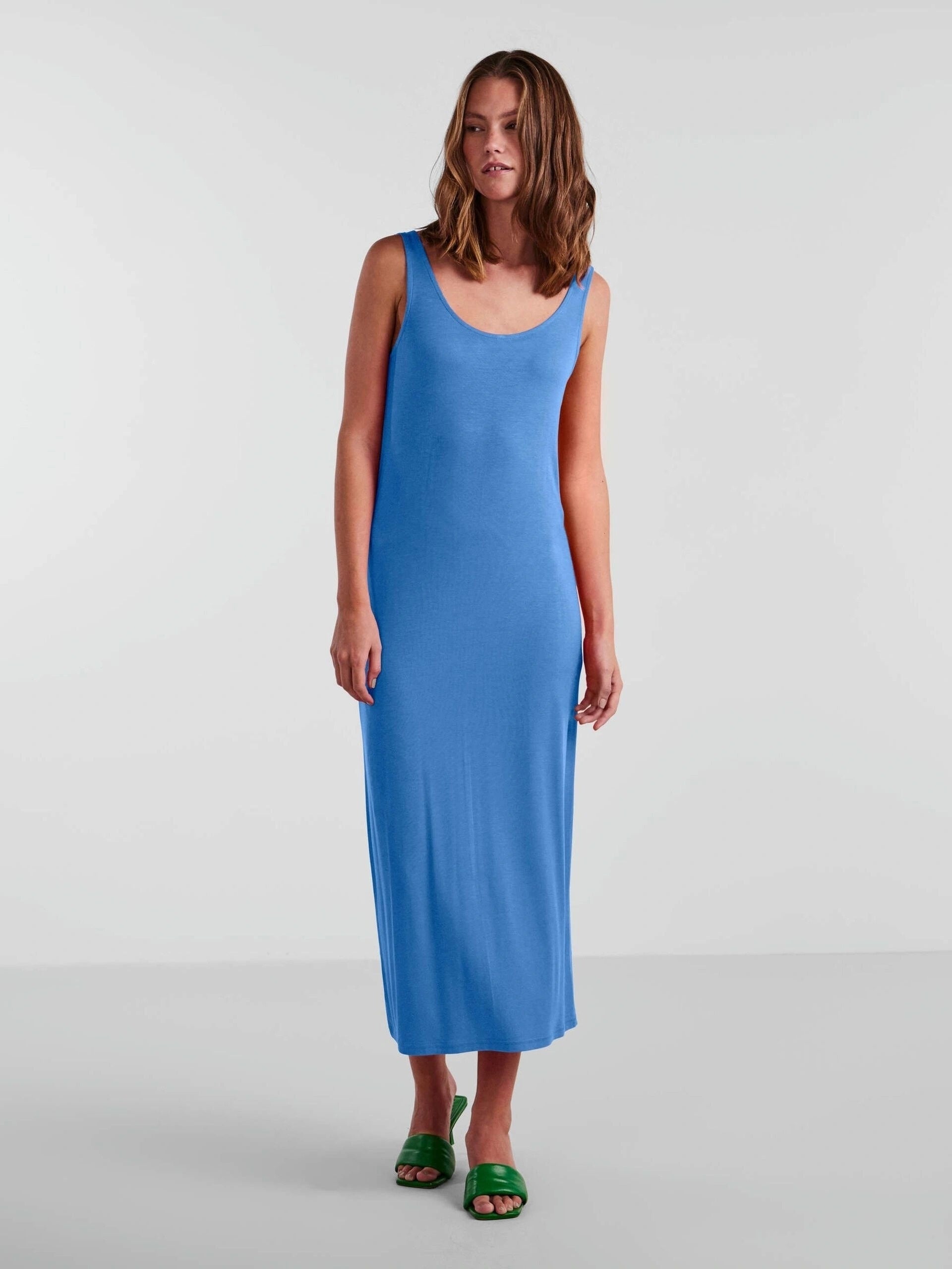 Bodycon Maxi Dress Solid Scoop Neck Stretch