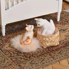 4pcs 1:12 Scale Hand Painted Cat Figurines Dollhouse Decor Miniature Cats