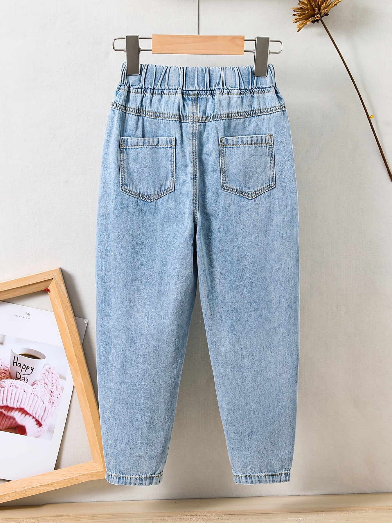 Girls' Casual Jeans with Pleated Details