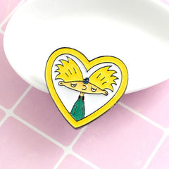 Heart Shaped Boy Brooch Cartoon Design