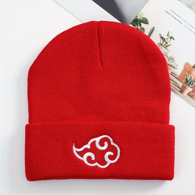 Men's Knit Hat Red Cloud Embroidery Anime Style Beanie