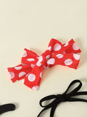 Baby Girls Polka Dot Halter Top & Shorts Swimsuit Headwear Set