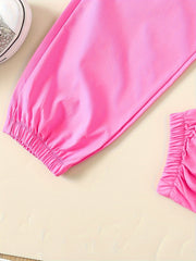 Girls 2pcs Comfy Outfits Crew Neck Long Sleeve Pullover Top Cargo Pants Set