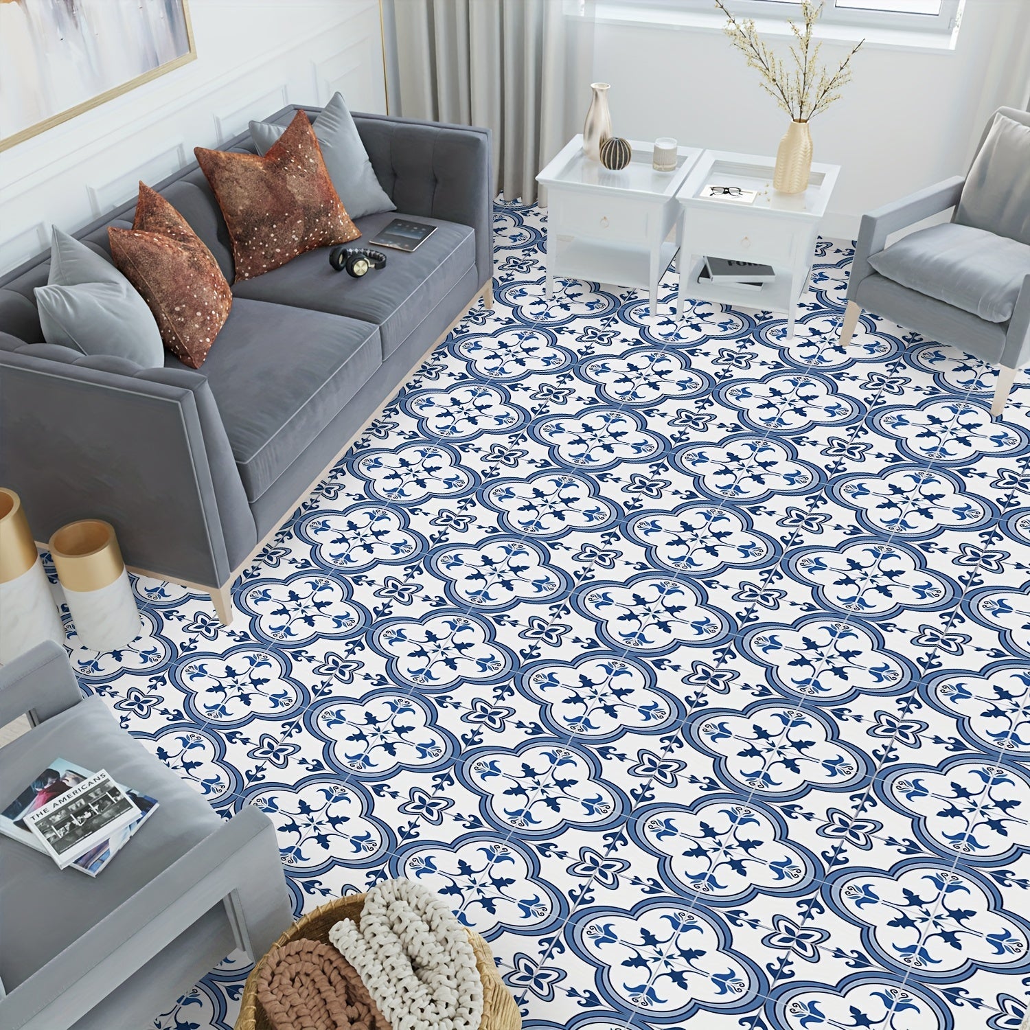 Moroccan Peel And Stick Floor Tile 0.7mm Thickness