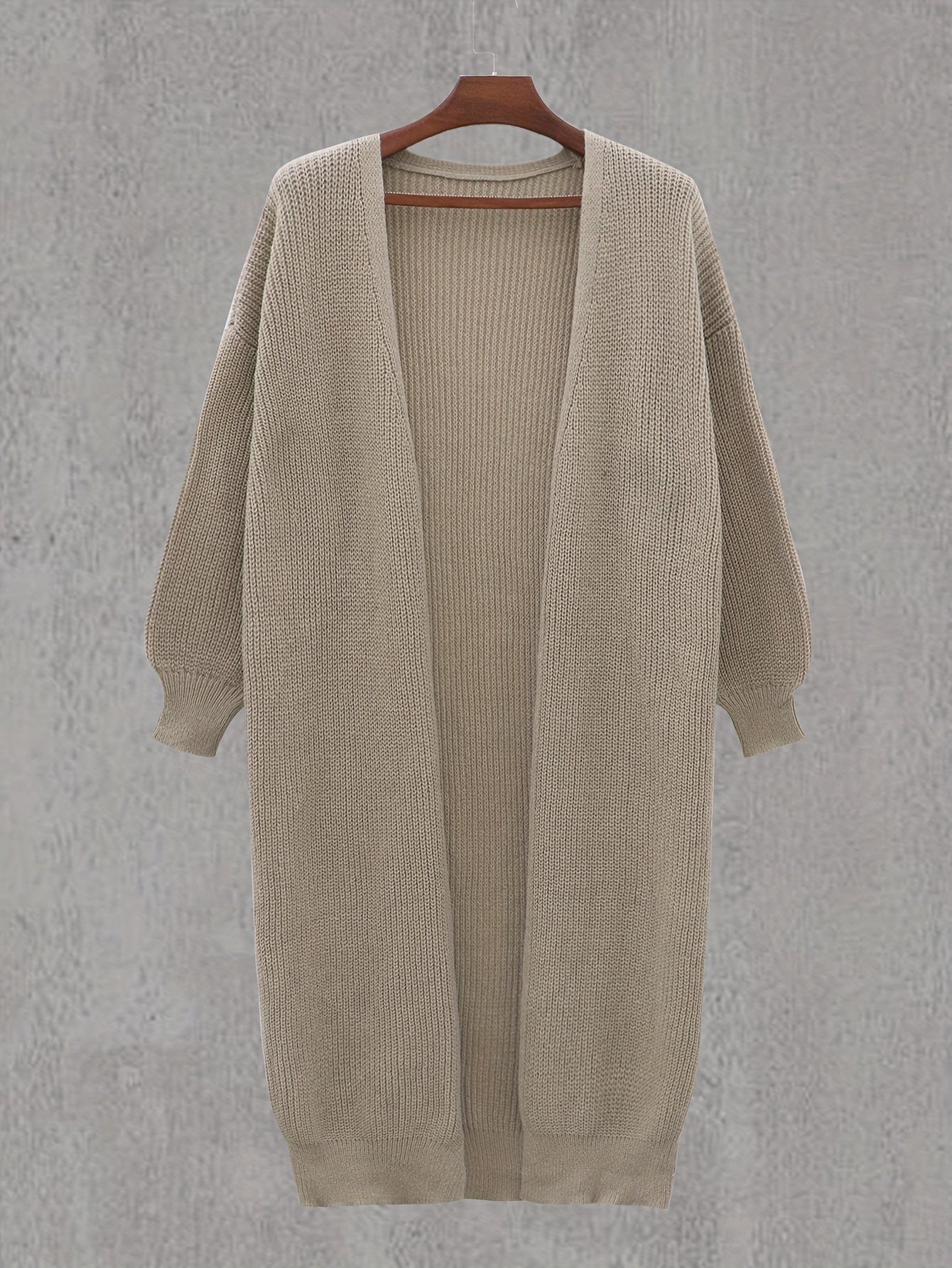 Solid Long Sleeve Open Front Cardigan